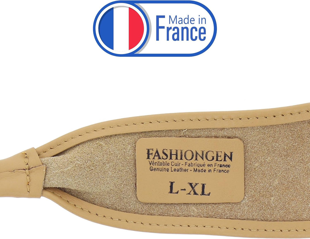 FASHIONGEN - Echtem Rindsleder Vollnarbenleder Obi Gürtel für Damen, Bindgürtel, CASSIANE Beige S-M,