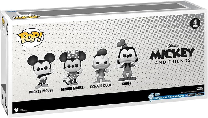 Funko Pop! Disney: Mickey und Seine Freunde – Schwarz-Weiss-Vinyl-Figur, 4er-Pack