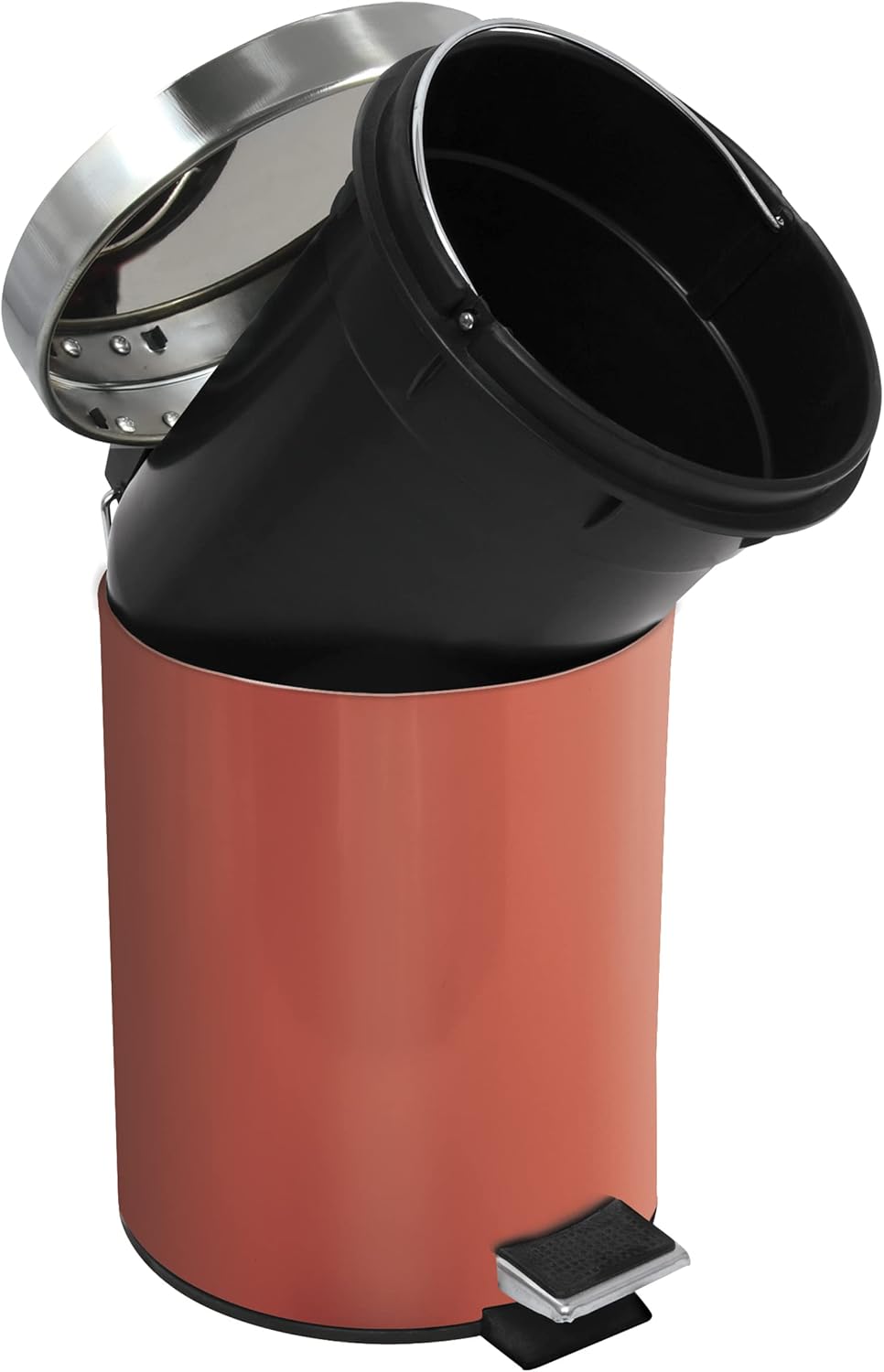 MSV - Kosmetikeimer fürs Bad - Edelstahl mit herausnehmbarem Inneneimer - Stylischer Treteimer - Kom