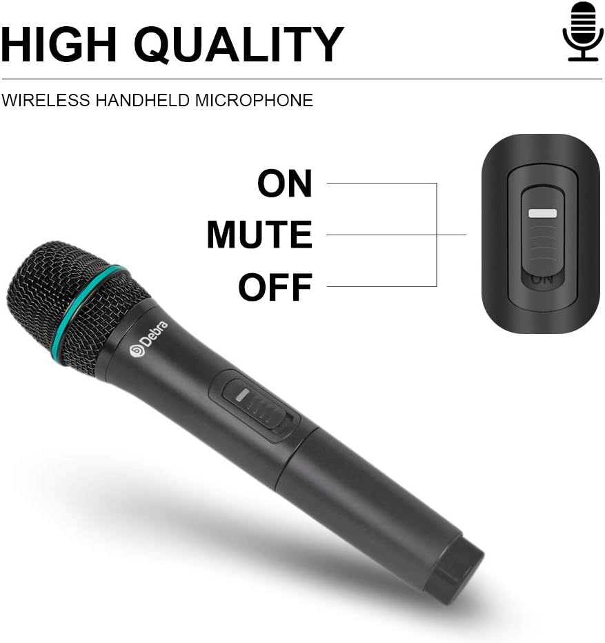 D Debra Audio AU400 Pro UHF 4-Kanal-Funkmikrofonsystem mit schnurlosem Lavalier Headset Mikrofon, Me