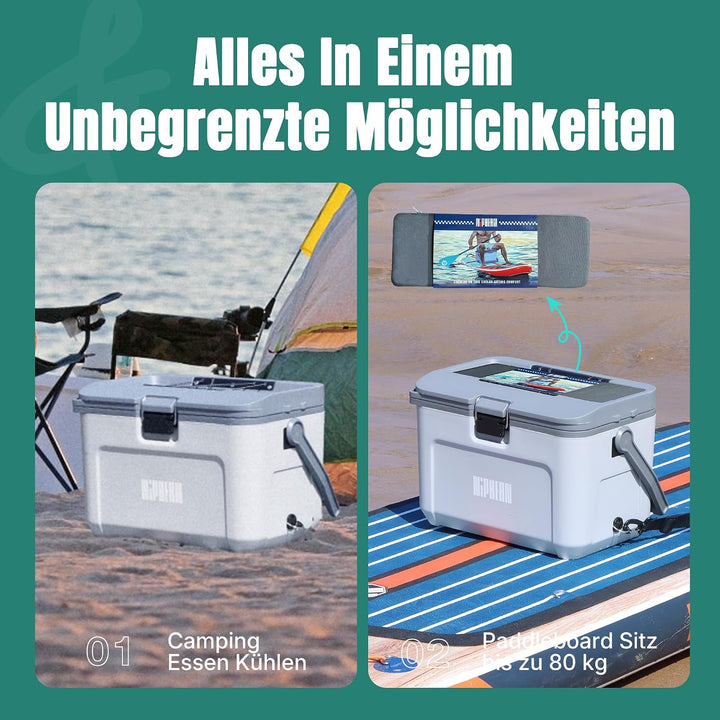 Niphean 4-lagige isolierte SUP Kühlbox – Sup Kühltasche 60 Stunden Kälteerhalt, als Sitz auf dem Pad