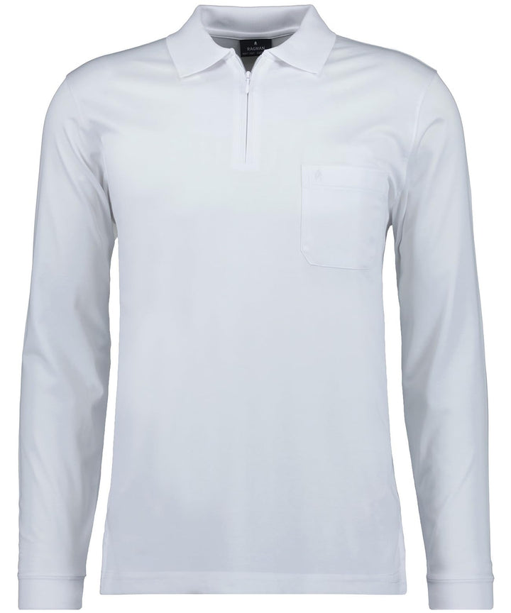 RAGMAN Herren Softknit-Polo Fineliner, Langarm M Weiss-006, M Weiss-006