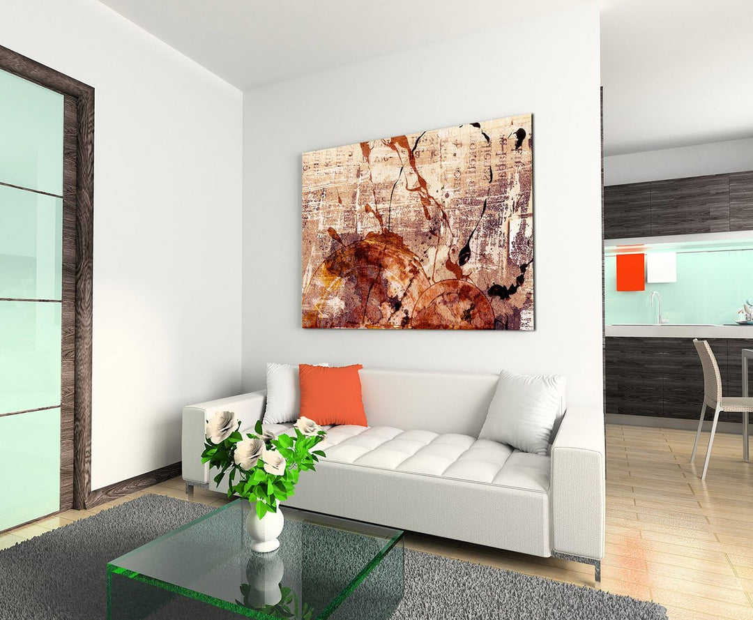 Paul Sinus Art 120x80cm Leinwandbild Leinwanddruck Kunstdruck Wandbild rostrot schwarz Farbschlieren