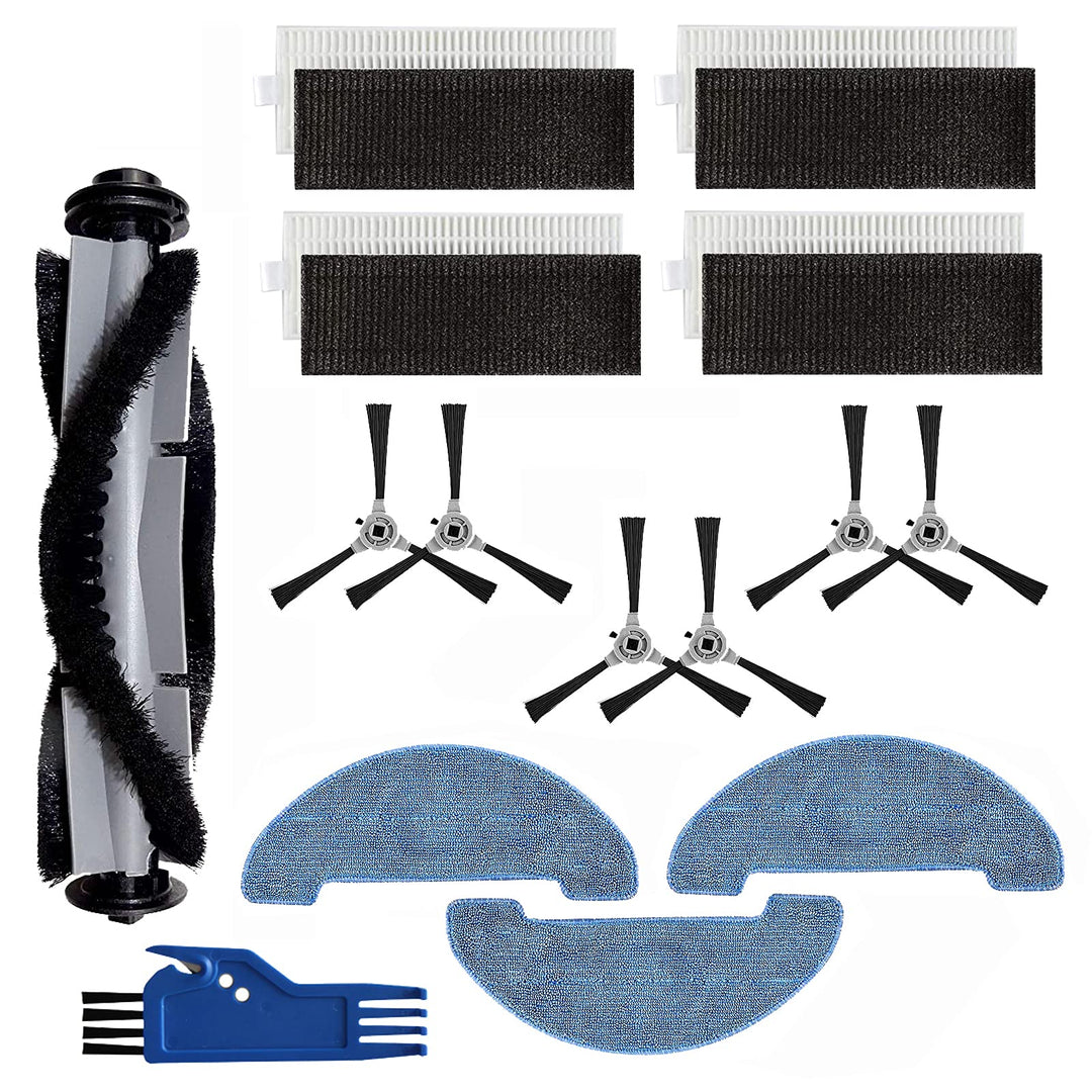 Tecasa 6 Seitenbürsten, 4 Sätze Hochleistungsfilter und Schaumstofffilter, 1 Rollenbürste, 3 Wischtü