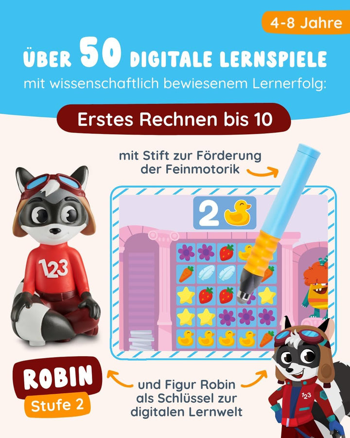 Edurino Starterset Robin Erstes Rechnen bis 10 (Stufe 2) ab 4 J. inkl. Eingabestift | Innovatives un