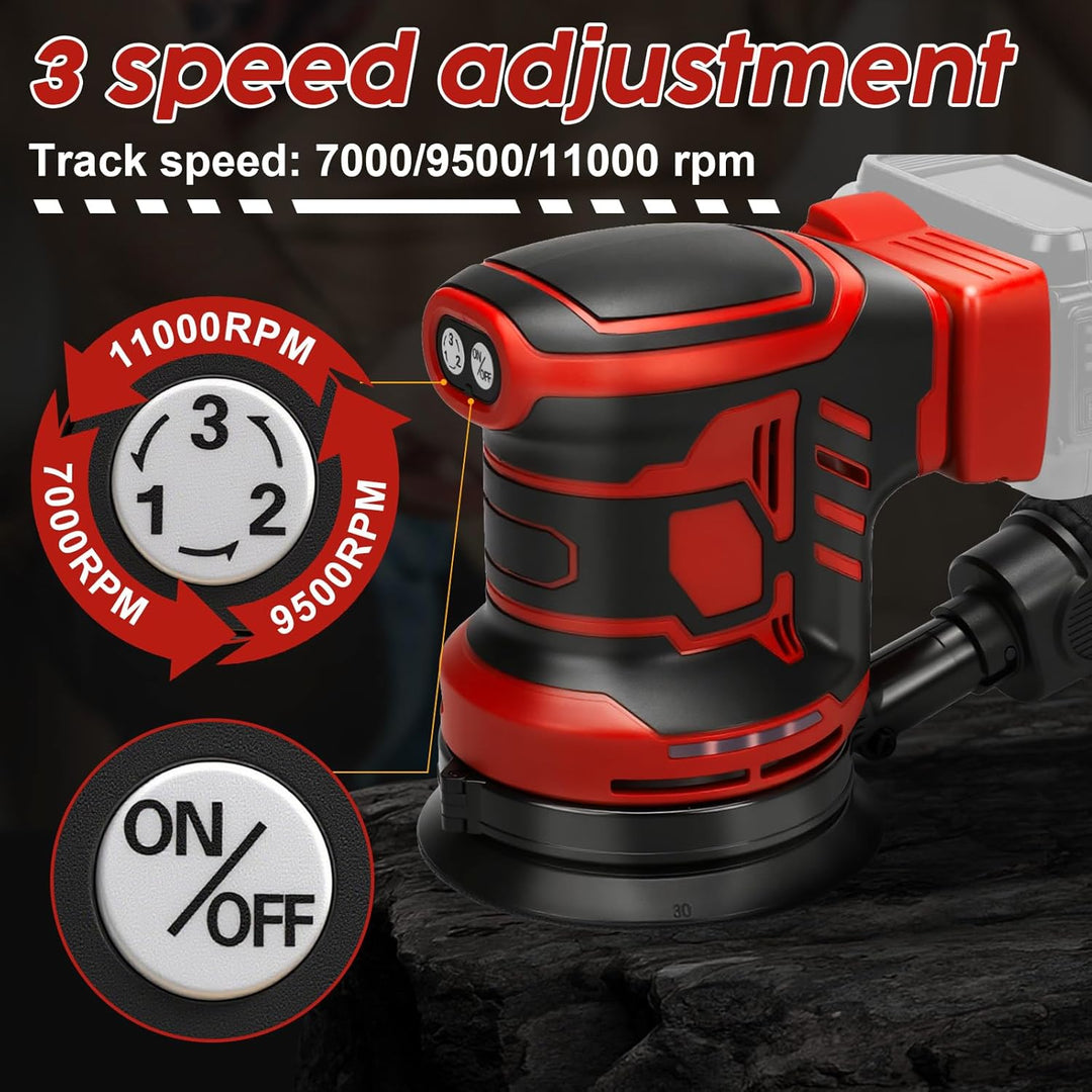 Akku Exzenterschleifer kompatibel mit Milwaukee 18V Akku, 5-Zoll-Handschleifer mit variabler Drehzah