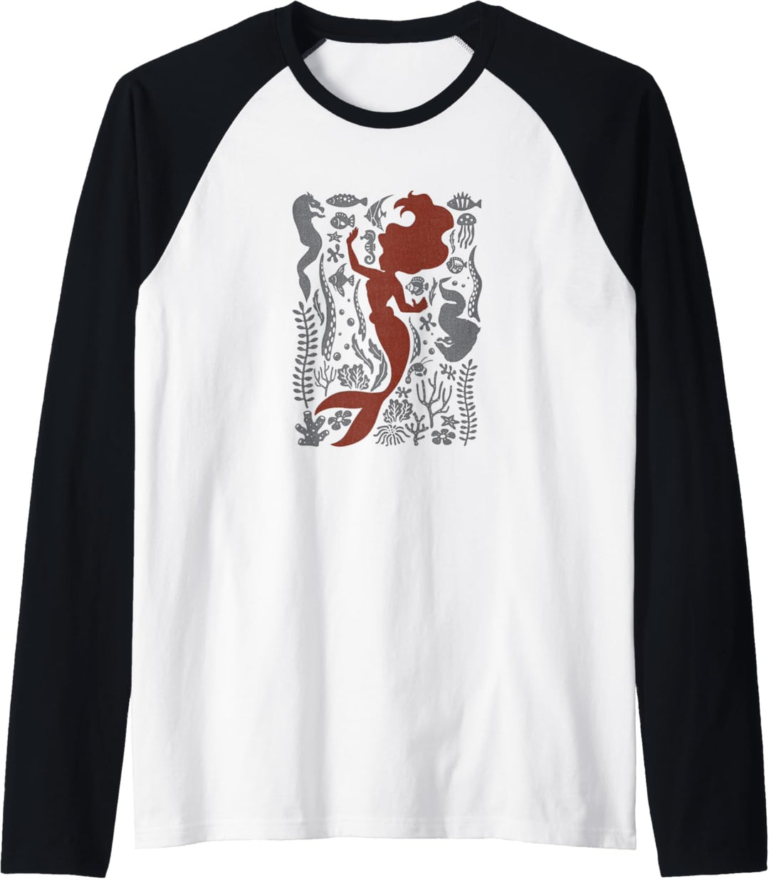 Disney Little Mermaid Ariel Silhouette Symbols Raglan