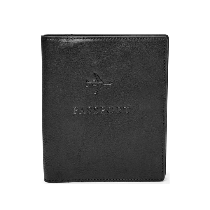 Fossil Herren Leder Reisepasshülle 11,43 cm L x 1,27 cm B x 13,97 cm H Schwarz, Schwarz