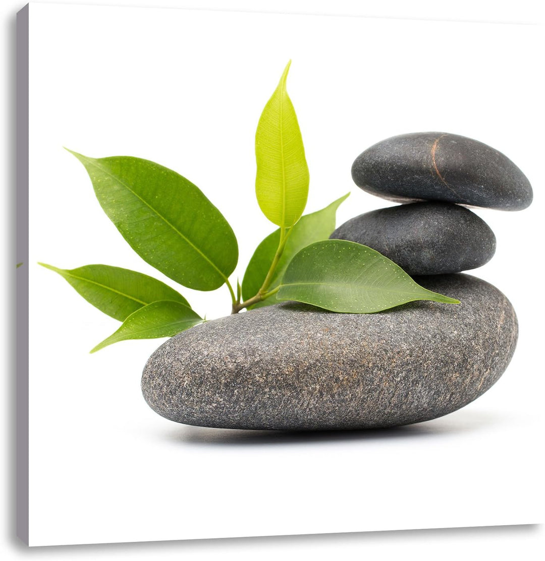 Pixxprint Steinbalance, Format: 70x70 auf Leinwand, XXL riesige Bilder fertig gerahmt mit Keilrahmen