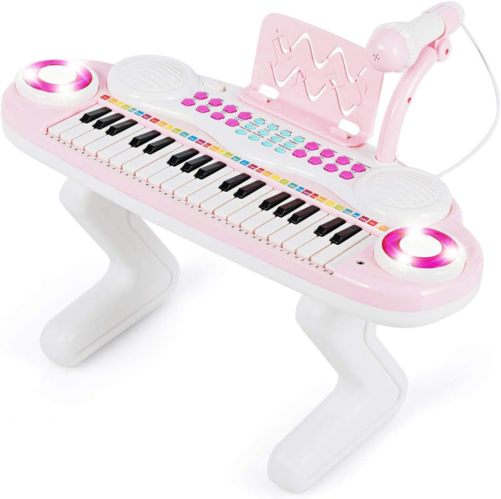 COSTWAY 37 Tasten Klaviertastatur mit Licht, Kinder Keyboard mit Ständer, Klavier Spielzeug elektron