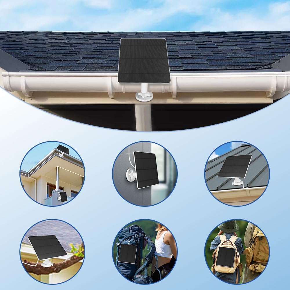 5W Solarpanel für Überwachungskamera Aussen Akku, 5V Solarmodul ist kompatibel mit WYZE Battery Cam