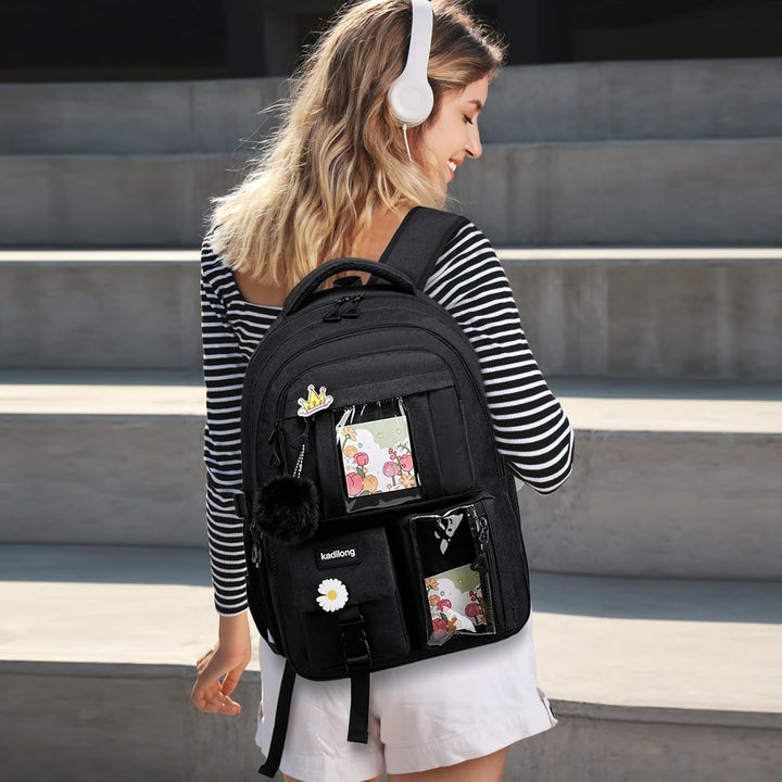 Schulrucksack Mädchen Rucksack Damen 15,6 Zoll Laptop für Uni, Schultasche Schulranzen mit USB Ladea
