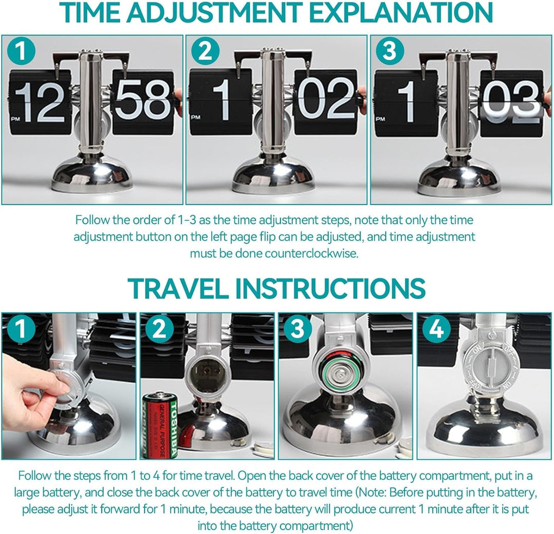 HERCHR Flip-Schreibtischuhr, Retro-Digital-Flip-Down-Uhr, Retro-Minimalist-Einfuss-mechanische Auto-