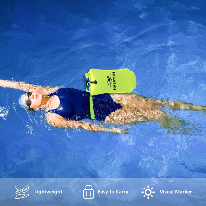Schwimmboje - 20L Gelb, Bojenschwimmen Bojen für Erwachsene und Kinder, Trockensack Gute Sicherheit