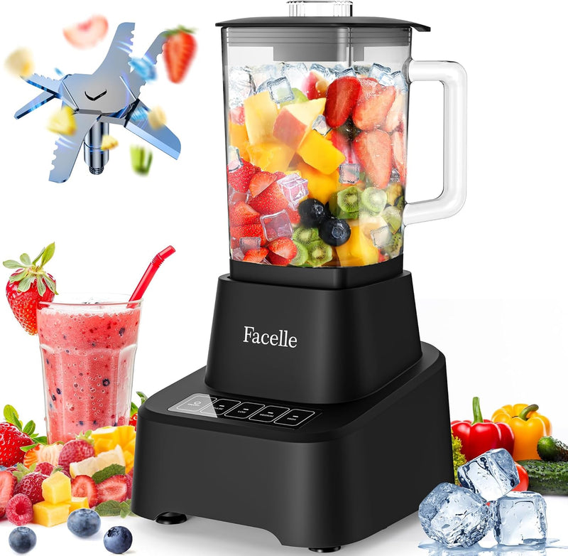 Standmixer, Facelle Mixer Smoothie Maker für Smoothies und Shakes, 1,6L Glasmixer mit Touchscreen 3+