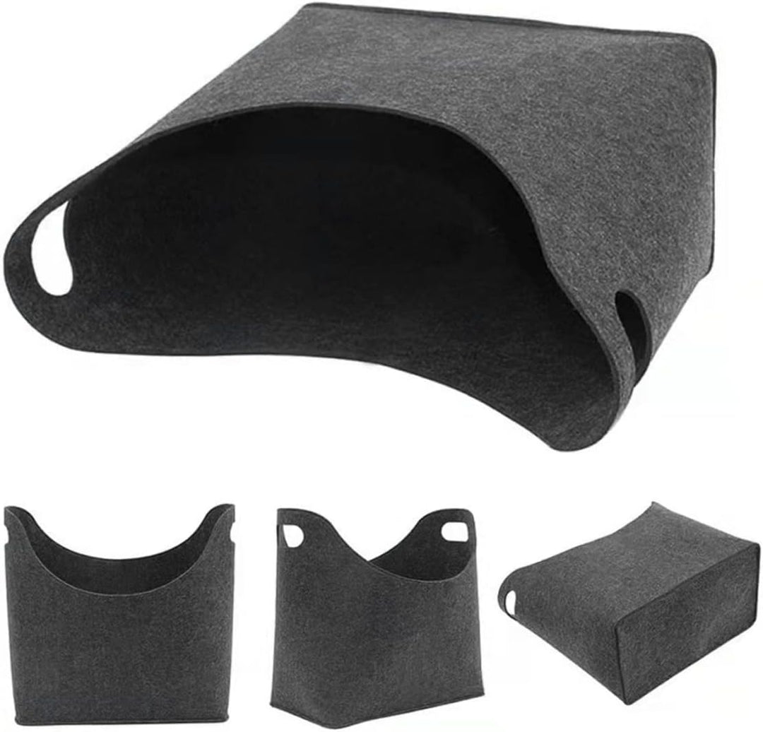 Brennholzkorb, robuster Holzspeicher mit Griffen - Filzbeutel Brennholzkorb mit Griffen Filzprotokol