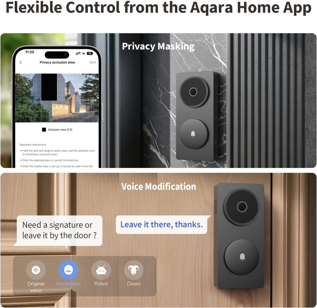 Aqara Smart Türklingel Kamera G410 mit Chime, 2k, Homekit-Sicherheits-Video, 2-Wege Audio, Integrier