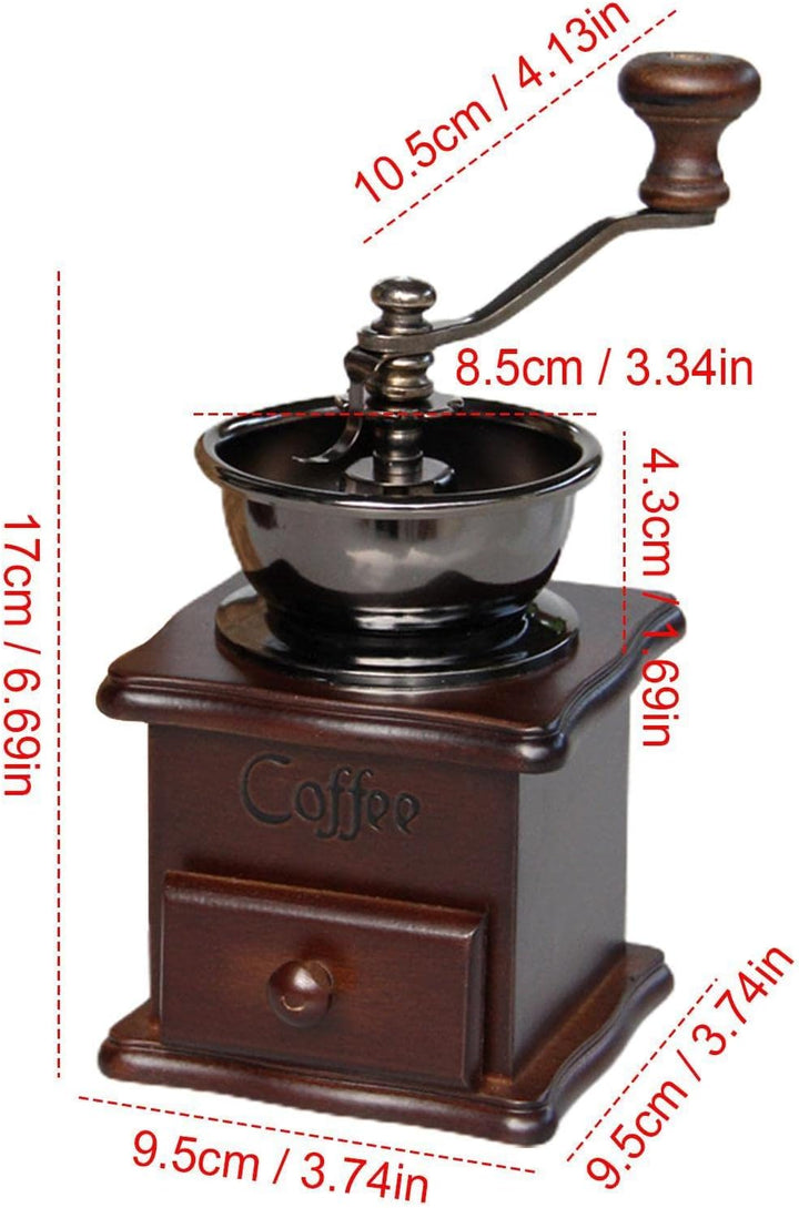 WEITING Manuelle Kaffeemühle – Manuelle Kaffeemühle aus Holz, Vintage, Antik-Keramik, Handkurbel, Ka