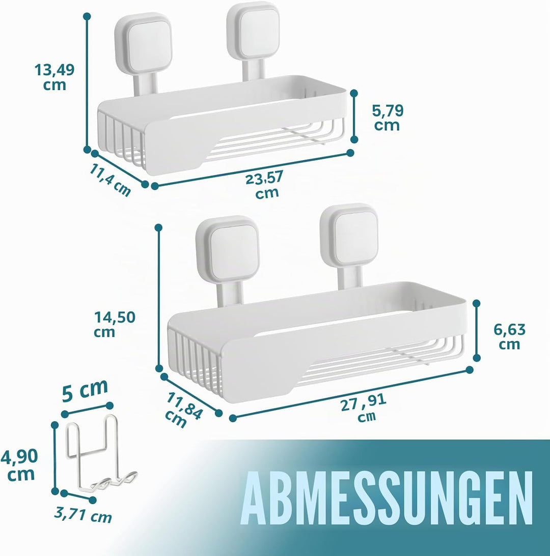 TAILI Dusch-Caddy mit Saugnapf, Edelstahl, Rostfrei, ohne Bohren, Wandkorb, Grosses Fassungsvermögen