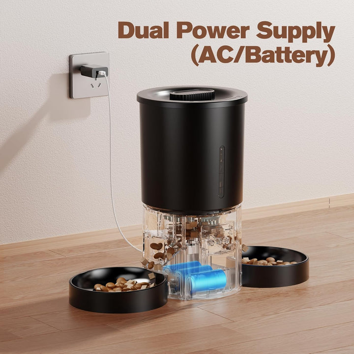 Futterautomat Katze 2 Näpfe mit APP: 5L Automatischer Futterspender mit 2.4G WiFi Timer für Trockenf