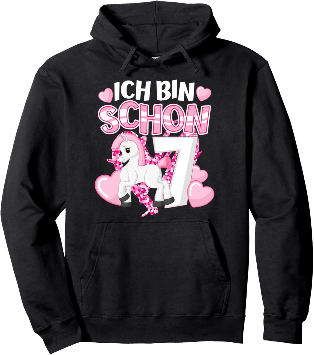 7. Geburtstag Mädchen Reiterin Tochter 7 Jahre Alt Pferde Pullover Hoodie
