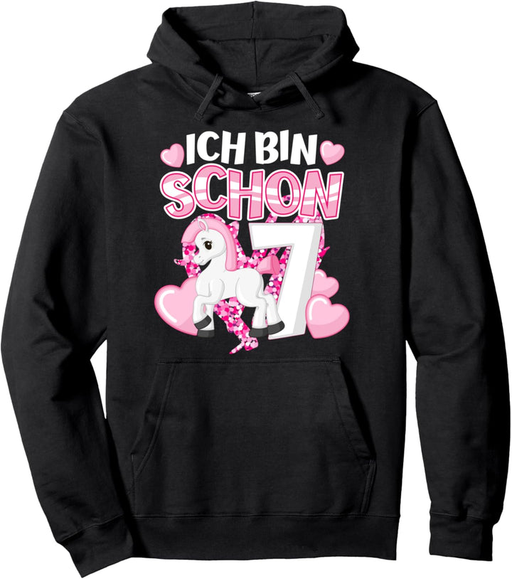 7. Geburtstag Mädchen Reiterin Tochter 7 Jahre Alt Pferde Pullover Hoodie