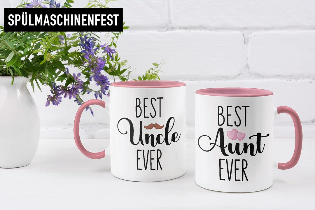 Trendation - Bester Onkel und Beste Tante Geschenk Set Tassen Geschenkidee für Tante und Onkel Gebur