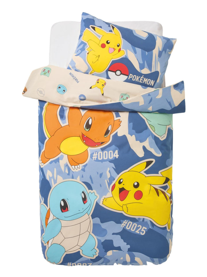 NEXT Unisex Pokemon Bettbezug und Kissenbezug im Set Blau Twin, Blau Twin