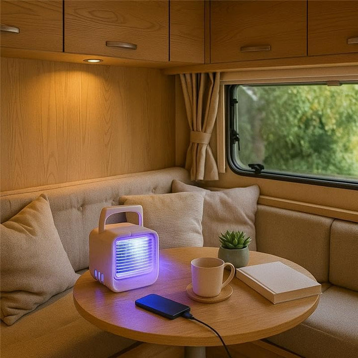 Silvergear® Mobile Klimaanlage | Mini Luftkühler | Kühlt mit Wasser oder Eiswürfeln | 3 Gebläsestufe