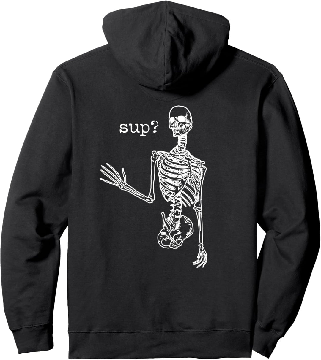 Hello Skeleton - Goth Funny Punk Halloween Bones Spooky Pullover Hoodie