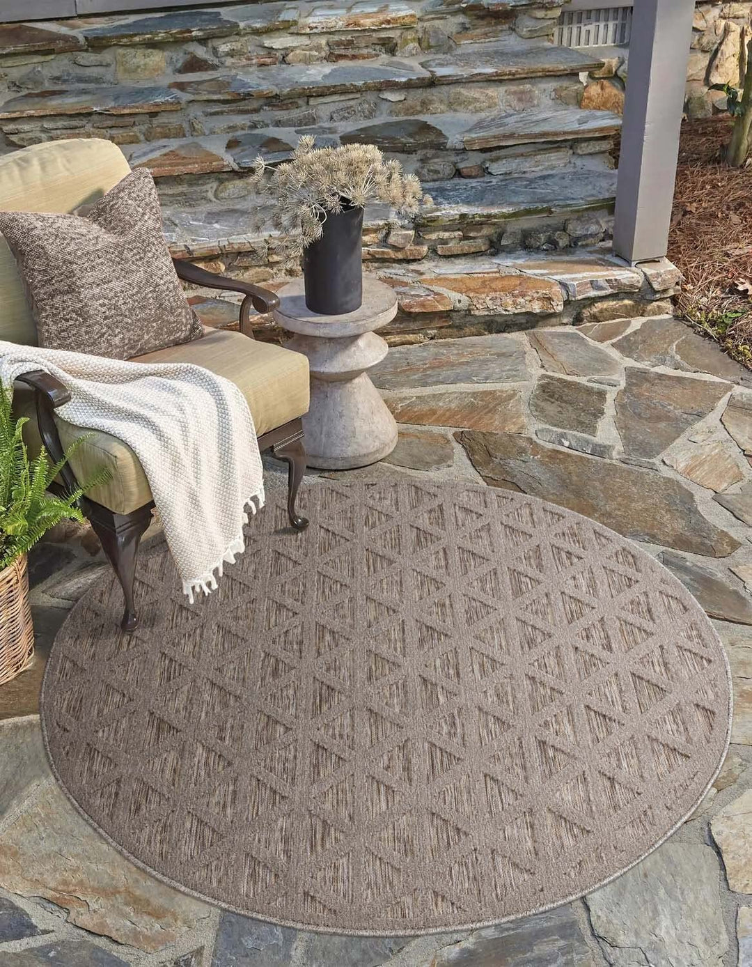 carpet city In-& Outdoor Teppich - Rund 160 cm - für Innen-& Aussenbereich - Wetterfest Balkon-Teppi