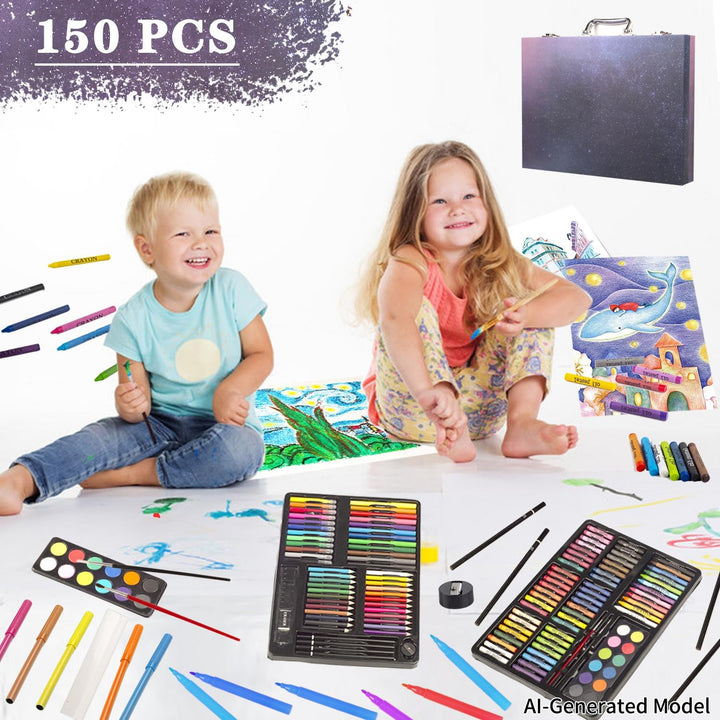 KINSPORY Premium Malkoffer Deluxe 150-teilig Malset für Kinder Anfänger Tolles Buntstifte Set, Wasse