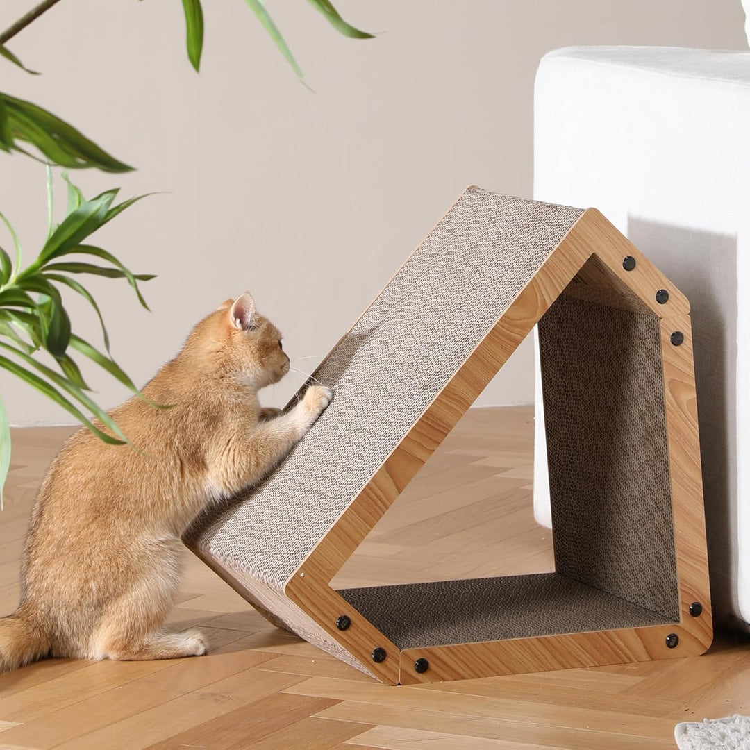 FUKUMARU Kratzbrett Katzen, Extralange 41 cm Hausform Kratzpappe für Katzen, Cat Scratching Board au