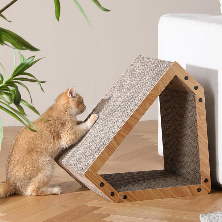 FUKUMARU Kratzbrett Katzen, Extralange 41 cm Hausform Kratzpappe für Katzen, Cat Scratching Board au