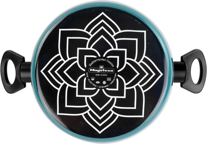 Magefesa Lotus Kochtopf, 20 cm, aus emailliertem Stahl, aussen, blau, antihaftbeschichtet, zweilagig