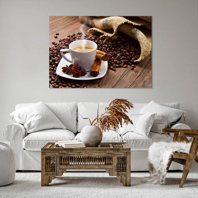 Bilder auf Leinwand 100x70cm Leinwandbild Kaffee schwarz Frühstück Schokolade Gross Wanddeko Bild Sc