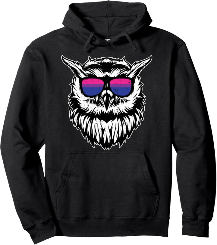 Eule Sonnenbrille Bi-sexual Pride Animal Proud LGBT-Q Ally Pullover Hoodie