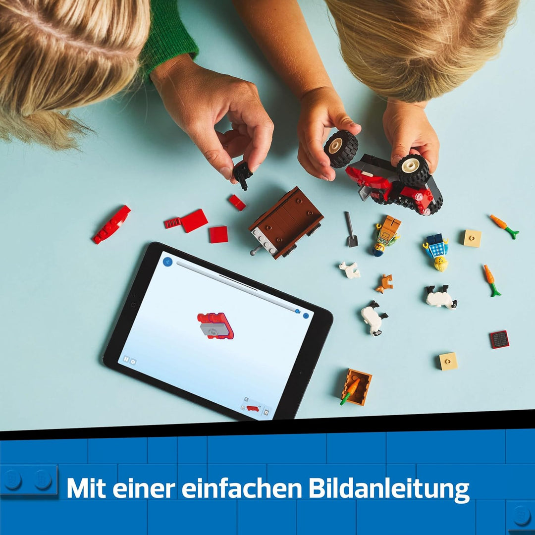 LEGO City Traktor mit Anhänger - Bauernhof Spielzeug mit Traktor & Tierfiguren - Montessori Spielset