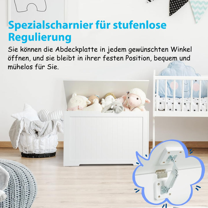 COSTWAY 2 in 1 Kinder Spielzeugtruhe 113L, aufklappbare Spielzeugkiste aus Holz mit Deckel &amp; Seiteng