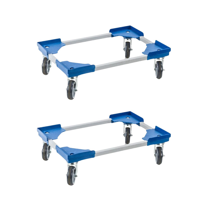 PROREGAL SparSet 2X Profi-Flex Transportroller für Euroboxen 60x40cm mit Gummiräder blau | 4 Lenkrol