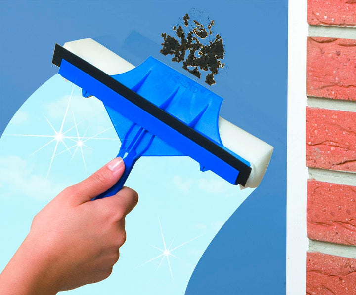 WENKO 7161500 Fensterwischer - extra lang (3m), Microfaser, Wischkopf mit Schwamm, Knickgelenk A 1 -