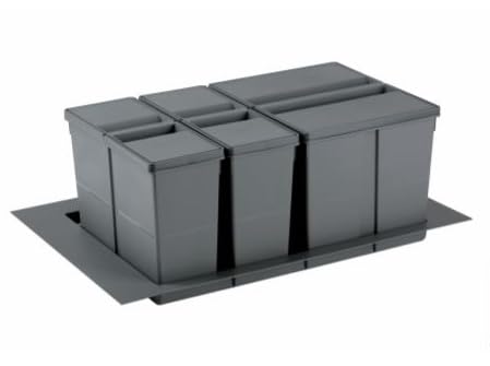 Mülltrennsystem 9 XL für 80 cm Schublade - Einbau-Mülleimer mit 3 Fächern (2x 11 L, 1x 26 L), Abfall