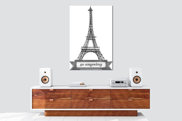 erstaunliche Architektur aus Paris - der Eifelturm Format: 80x60 als Leinwand, Effekt: Schwarz&amp;Weiss