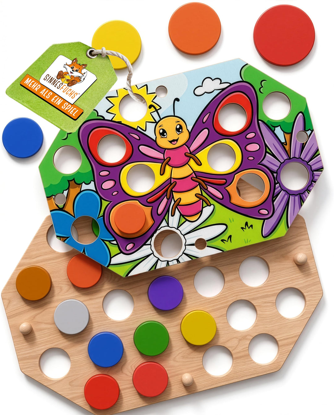 Farblernstation - Farben Lernen Steckspiel ab 2 Jahren - Montessori Spielzeug für Mädchen & Jungen -