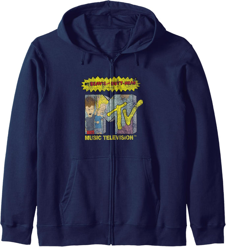 Beavis and Butt-Head Distressed MTV Logo Kapuzenjacke