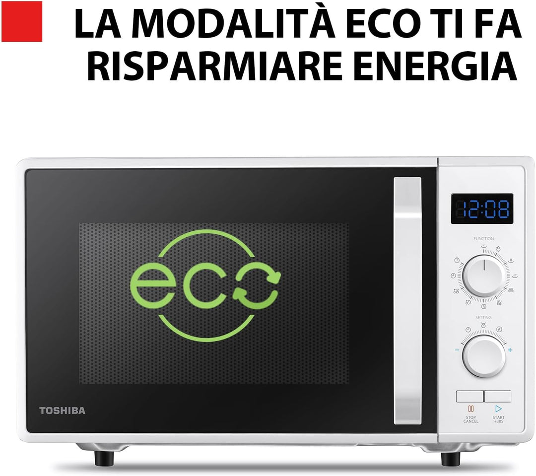 Toshiba MW2-AG23P(WH) 3-in-1 Mikrowelle mit Grill 1050 W, kombiniertes Kochen, 23 l, Drehteller mit