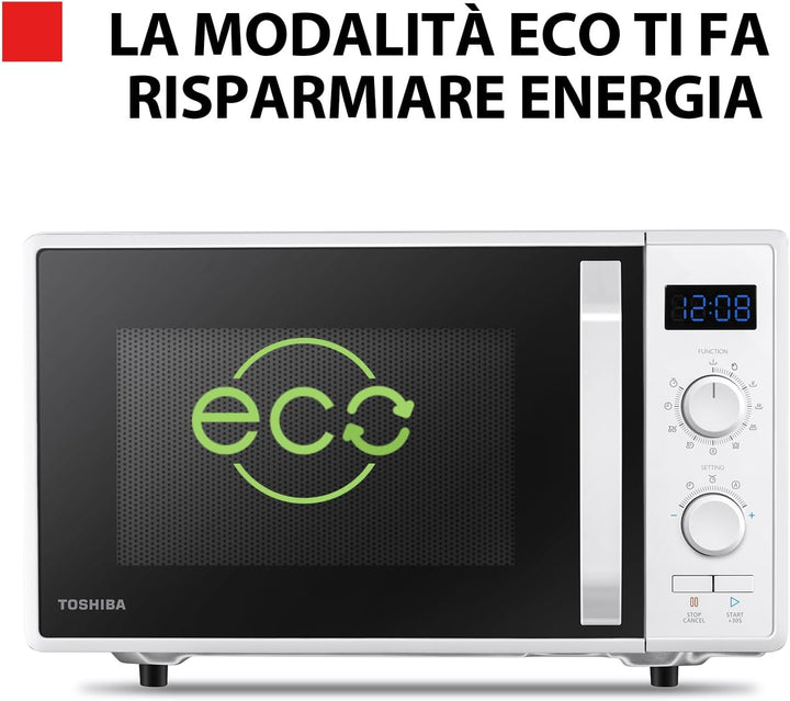 Toshiba MW2-AG23P(WH) 3-in-1 Mikrowelle mit Grill 1050 W, kombiniertes Kochen, 23 l, Drehteller mit