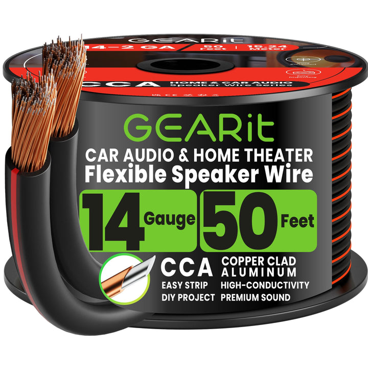 14 AWG Lautsprecherkabel, GearIT Pro Series 14 AWG (50 Fuss / 15,24 Meter) - Ideal geeignet für Heim