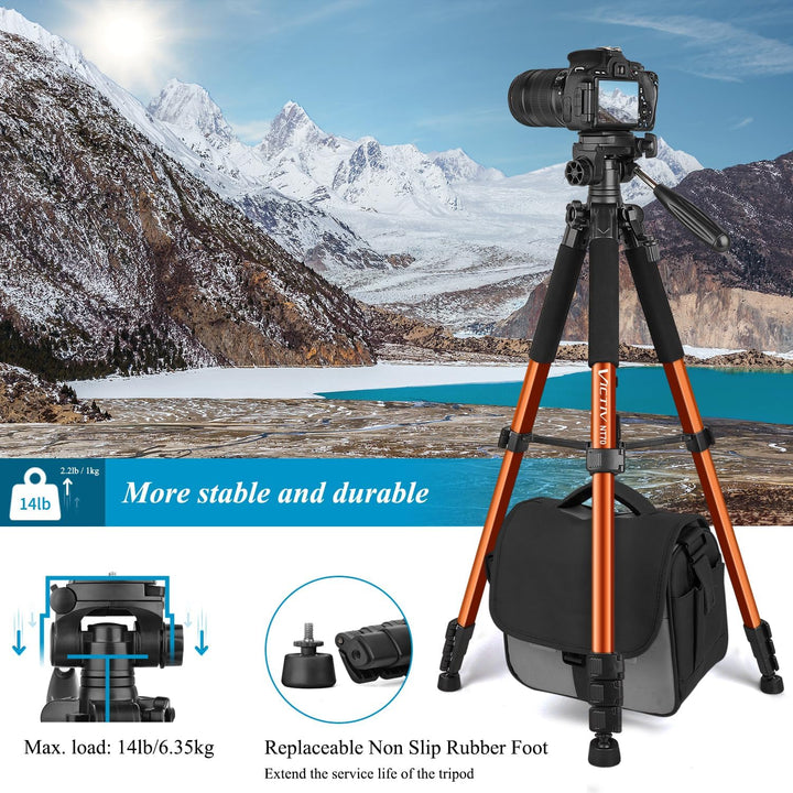 Victiv 182 cm Aluminium Kamera Stativ, Leichtes und Kompaktes Reisestativ für DSLR mit 3-Wege-Schwen