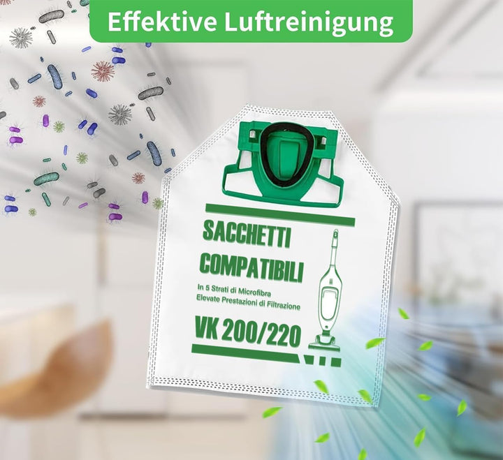 12 Stück Staubsaugerbeutel und 2 Fliter + 2 für Vorwerk VK200 FP200 Staubsaugerbeutel vk 200, 12